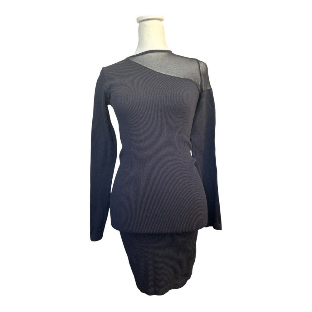 Zara Bodycon Little Black Mini-Dress with Sheer chest cutout XS - Picture 3 of 5